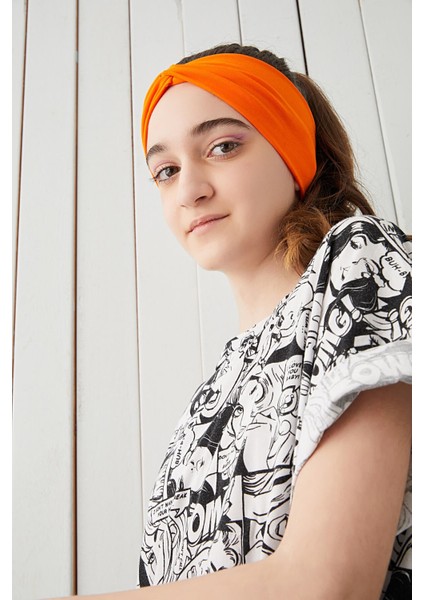 Stil Turuncu Çocuk Genç Bandana Saç Bandı Ekstra Yumuşak Esnek Doğal %100 Pamuklu Penye