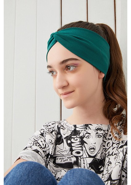 Hürrem Yeşili Çocuk Genç Bandana Saç Bandı Ekstra Yumuşak Esnek Doğal %100 Pamuklu Penye