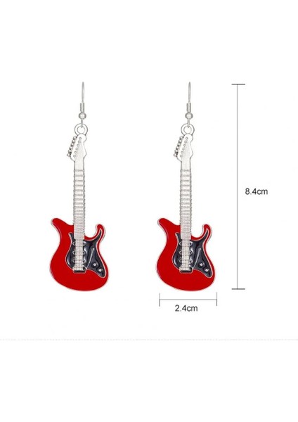 Herşey Nota Gitar Küpe Kırmızı