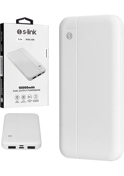 S-Lınk IP-G10N Beyaz Mıcro+Type C Girişli 10000 Mah Taşınabilir Şarj Cihazı Powerbank