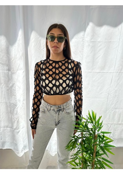 Siyah Örgü Crop