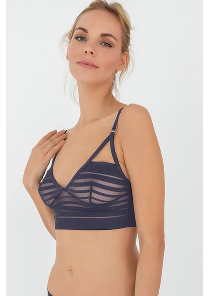 Kadın Çizgili Tül Balensiz Bralet