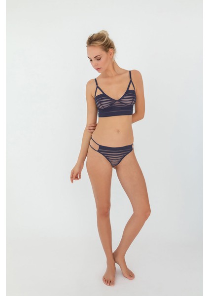 Kadın Çizgili Tül Balensiz Bralet modelleri