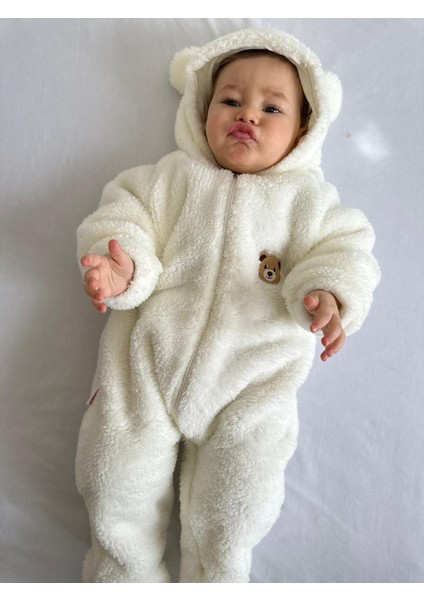 Wellsoft Peluş Fermuarlı Patikli Kışlık Bebek Uyku Tulumu Çocuk Tulumu Çocuk Kostümü
