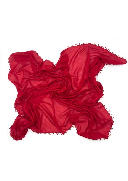 Naz Ipek 7'li Set Pamuklu Damla Inci Boncuklu Eşarp Yüksek Kalite Yazma 100X100CM