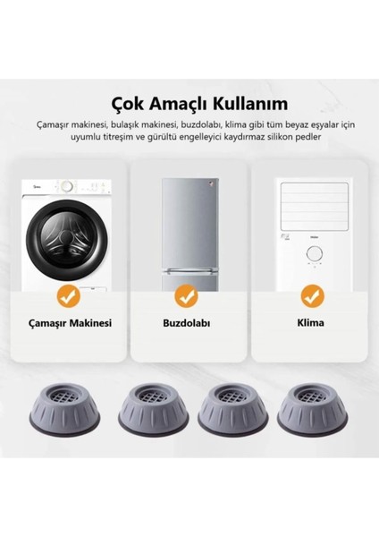Beko Gürültü Engelleyici ve Kaymaz Titreşim Önleyici Kauçuk Ayak Pedleri Çamaşır Makinesi Stoper