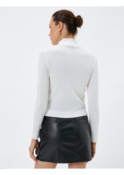 Uzun Kollu Tişört Balıkçı Yaka Saç Örgüsü Desenli fırsatları