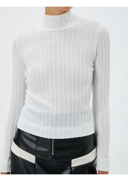 Uzun Kollu Tişört Balıkçı Yaka Saç Örgüsü Desenli indirimleri