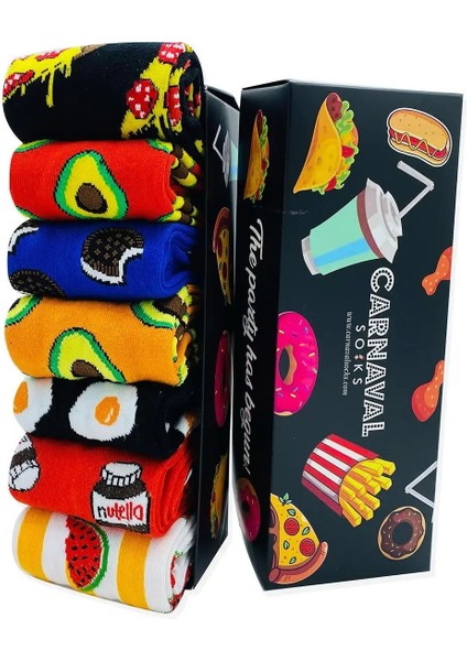 7'li Carnaval Renkli Tasarım Çorap Set 1027