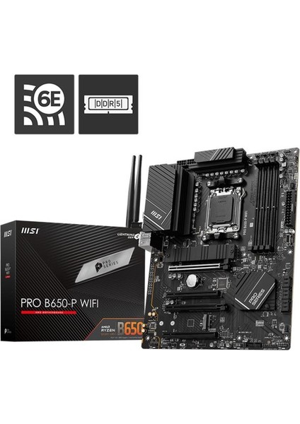 Msı Pro B650-P Wıfı Ddr5 6000MHZ 1xhdmı 1xdp 2xm.2 USB 3.2 Atx Am5 ( Amd Am5 7000 Serili Işlemci Uyumlu)