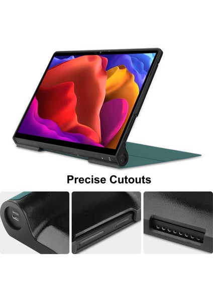 Lenovo Yoga Pad Pro 13 Inch Yf K606F Için Deri Tablet Kılıfı - Koyu Yeşil (Yurt Dışından)