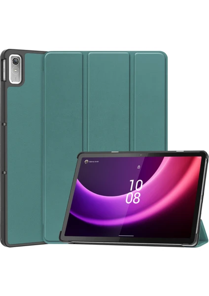 Lenovo Tab P11 Gen 2 Için Deri Tablet Kılıfı - Koyu Yeşil (Yurt Dışından)