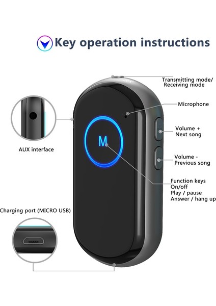 BR01 Car Bluetooth 5.0 Wireses Ses Alıcı Verici - Siyah (Yurt Dışından)