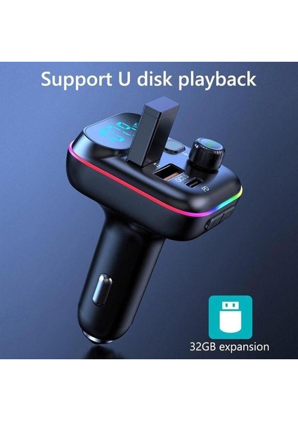 T70 Araba Mp3 Çalar Fm Bluetooth ile Verici - Siyah (Yurt Dışından)