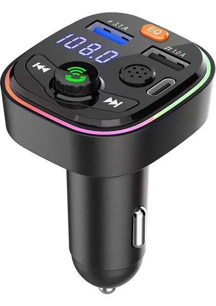 Q6 Araba Bluetooth Fm Verici Çift USB 3.1A Ortam Işığı - Siyah (Yurt Dışından)