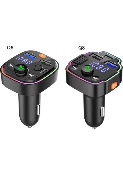 Q6 Araba Bluetooth Fm Verici Çift USB 3.1A Ortam Işığı - Siyah (Yurt Dışından)