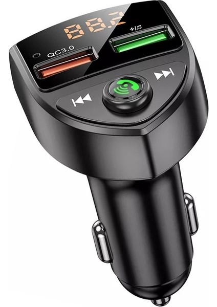 Araba U Disk/tf Kart Bluetooth Player Fm Verici C8 Qc3.0 - Siyah (Yurt Dışından)
