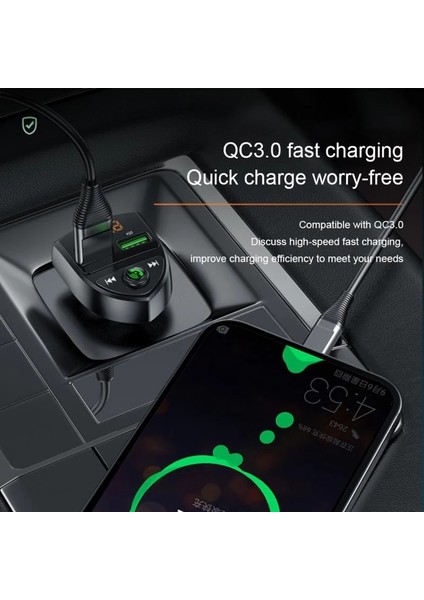 Araba U Disk/tf Kart Bluetooth Player Fm Verici C8 Qc3.0 - Siyah (Yurt Dışından)