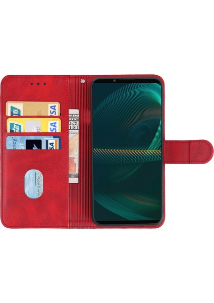 Sony Xperia 5 Iıı Için Pu Phone Kılıfı - Kırmızı (Yurt Dışından) modelleri