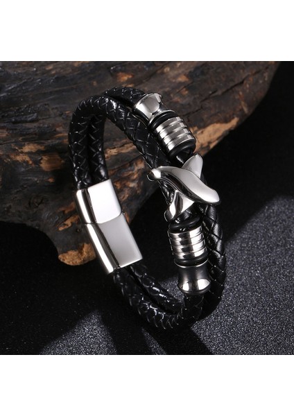 Çift Katmanlı Çelik Erkek Bileklik (Yurt Dışından)