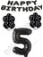 Happy Bırthday,siyah Rakam Folyo Balon ve Siyah Beyaz Puanlı Balon Seti Yaş 5 2