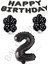 Happy Bırthday,siyah Rakam Folyo Balon ve Siyah Beyaz Puanlı Balon Seti Yaş 2 2