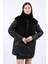 Kadın Deri Dışı Kürk Detaylı Uzun Mont Oversize 3