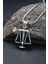 Gümüş Terazi Figürlü 925 Ayar Erkek Gümüş Kolye Zincir 4