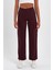 Kadın Yüksek Bel Geniş Paça Kargo Pantolon Bordo 2