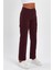 Kadın Yüksek Bel Geniş Paça Kargo Pantolon Bordo 4