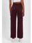 Kadın Yüksek Bel Geniş Paça Kargo Pantolon Bordo 5