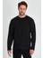 Erkek Siyah Çift Bisiklet Yaka Standart Rahat Kesim Sweatshirt 1