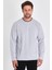 Erkek Gri Çift Bisiklet Yaka Standart Rahat Kesim Sweatshirt CMRB68-GRİ 3