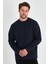 Erkek Lacivert Çift Bisiklet Yaka Standart Rahat Kesim Sweatshirt 1