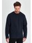 Erkek Lacivert Çift Bisiklet Yaka Standart Rahat Kesim Sweatshirt 4