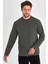 Erkek Haki Çift Bisiklet Yaka Standart Rahat Kesim Sweatshirt 2