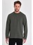 Erkek Haki Çift Bisiklet Yaka Standart Rahat Kesim Sweatshirt 1