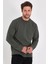 Erkek Haki Çift Bisiklet Yaka Standart Rahat Kesim Sweatshirt 3