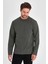 Erkek Haki Çift Bisiklet Yaka Standart Rahat Kesim Sweatshirt 5