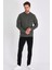 Erkek Haki Çift Bisiklet Yaka Standart Rahat Kesim Sweatshirt 6