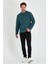 Erkek Petrol Çift Bisiklet Yaka Standart Rahat Kesim Sweatshirt 6