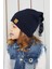 Kız Çocuk Lacivert Şapka Bere El Yapımı Pamuklu Kaşkorse 1