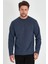 Erkek Indigo Çift Bisiklet Yaka Standart Rahat Kesim Sweatshirt 1
