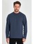 Erkek Indigo Çift Bisiklet Yaka Standart Rahat Kesim Sweatshirt 2