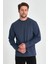 Erkek Indigo Çift Bisiklet Yaka Standart Rahat Kesim Sweatshirt 3