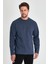 Erkek Indigo Çift Bisiklet Yaka Standart Rahat Kesim Sweatshirt 5