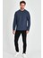 Erkek Indigo Çift Bisiklet Yaka Standart Rahat Kesim Sweatshirt 6
