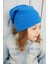 Kız Çocuk Mavi İpli Şapka Bere Boyunluk Takım Pamuklu Kaşkorse 5