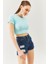 Aqua Kısa Kol Bisiklet Yaka Vücuda Oturan %100 Pamuklu Kaşkorse Esnek Crop Bluz 3