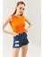 Turuncu Sıfır Kol Bisiklet Yaka Vücuda Oturan %100 Pamuklu Kaşkorse Esnek Crop Bluz 1